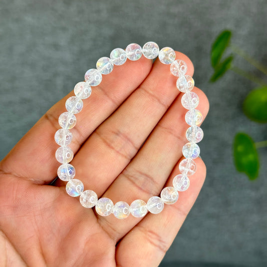 Natural Rainbow Moonstone Bracelet Size 6.5 mm
