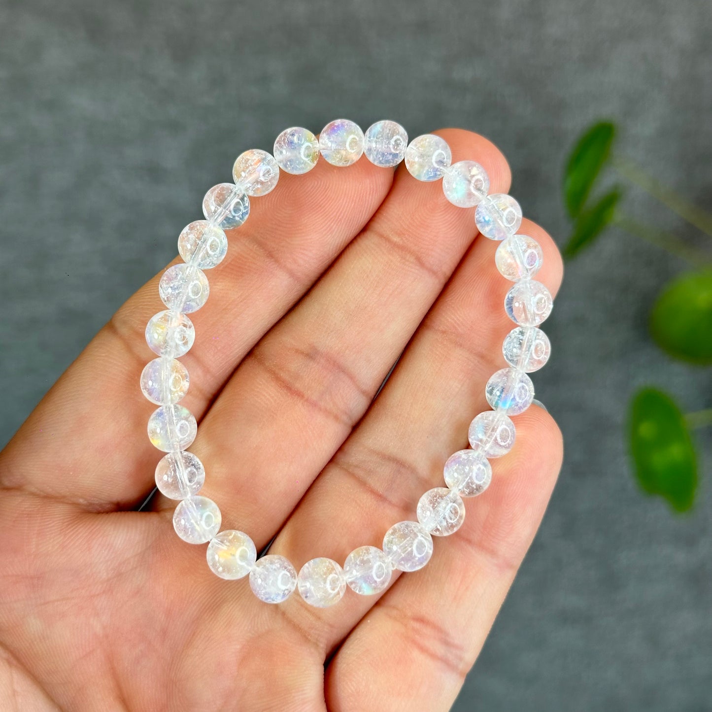 Natural Rainbow Moonstone Bracelet Size 6.5 mm