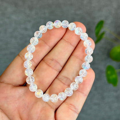 Natural Rainbow Moonstone Bracelet Size 6.5 mm