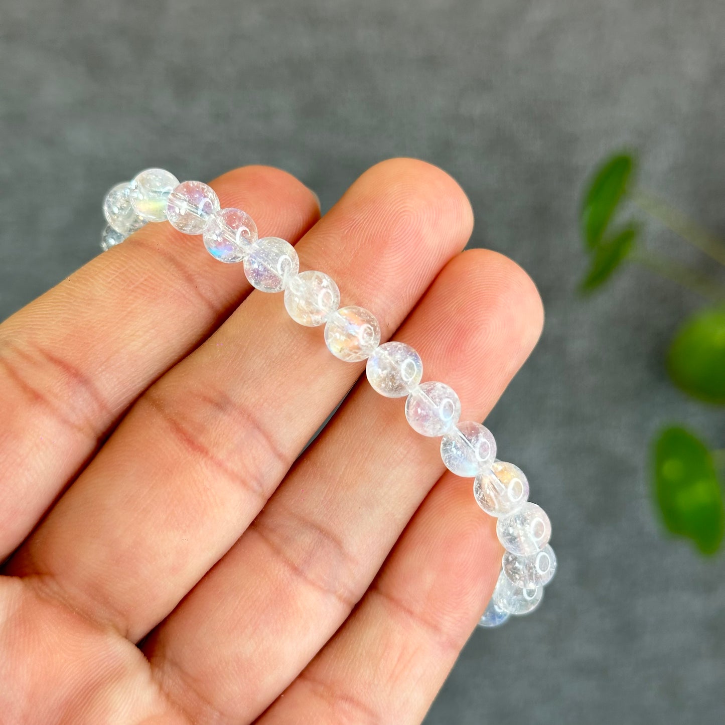 Natural Rainbow Moonstone Bracelet Size 6.5 mm