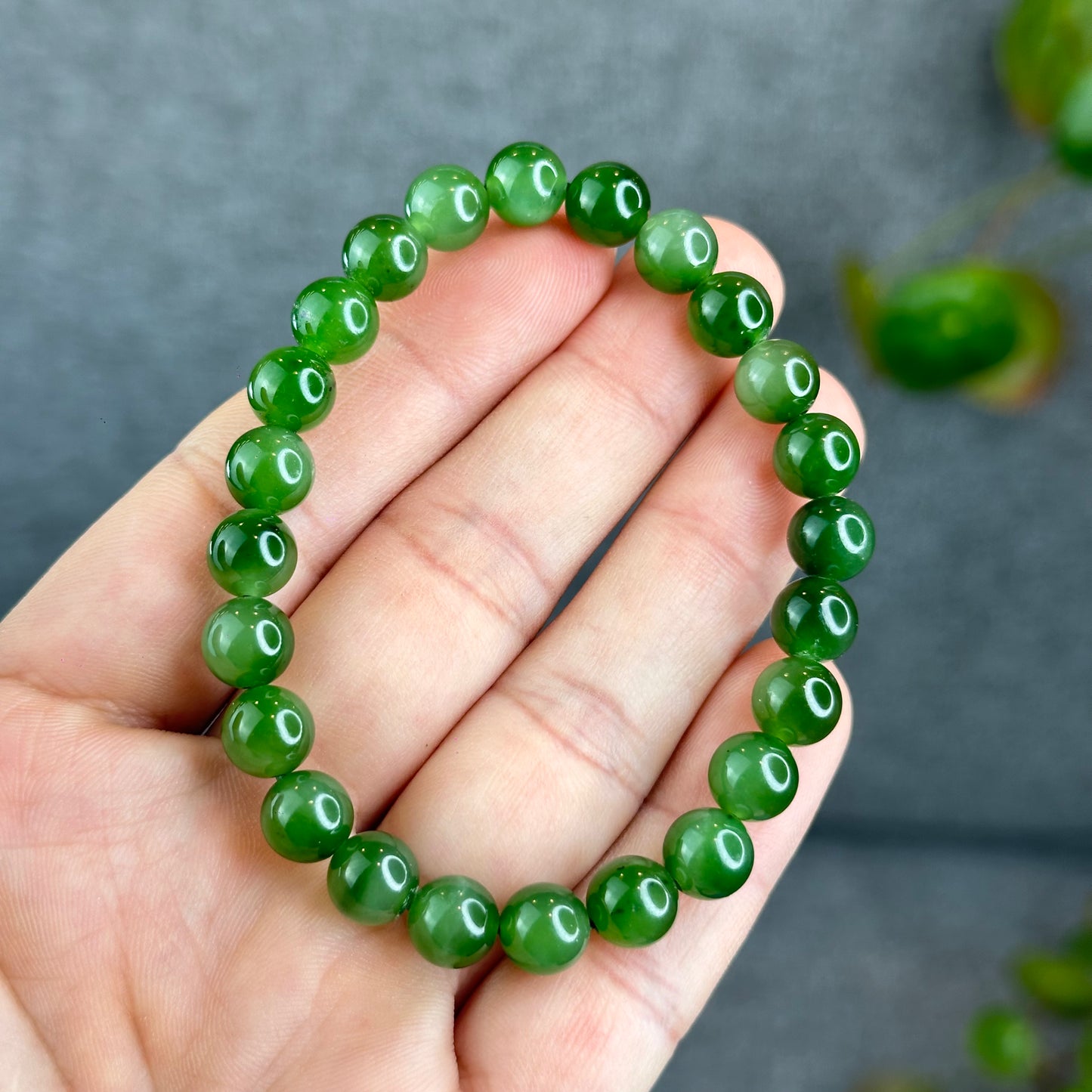 Natural Nephrite Jade Bracelet size 7.5 mm mm