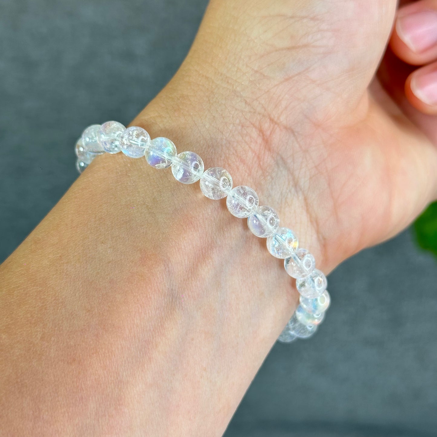 Natural Rainbow Moonstone Bracelet Size 6.5 mm