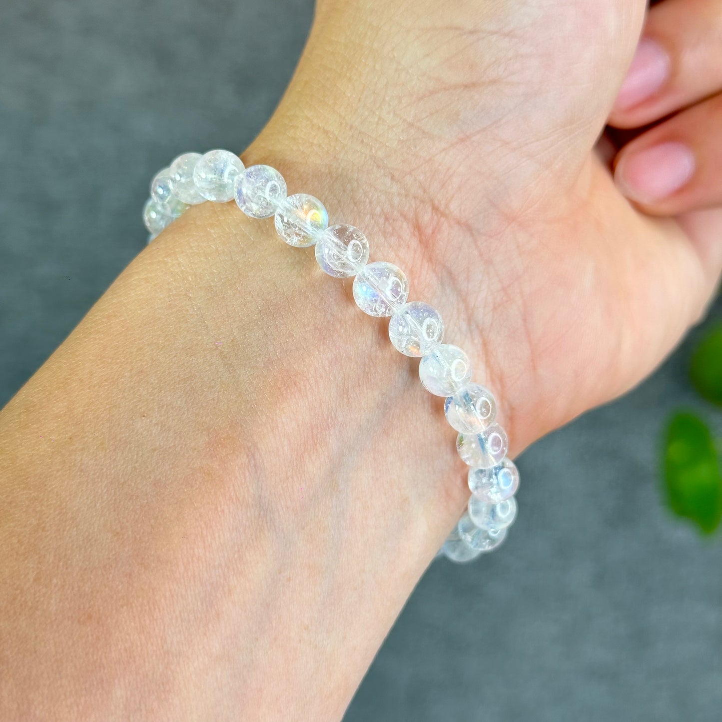 Natural Rainbow Moonstone Bracelet Size 6.5 mm