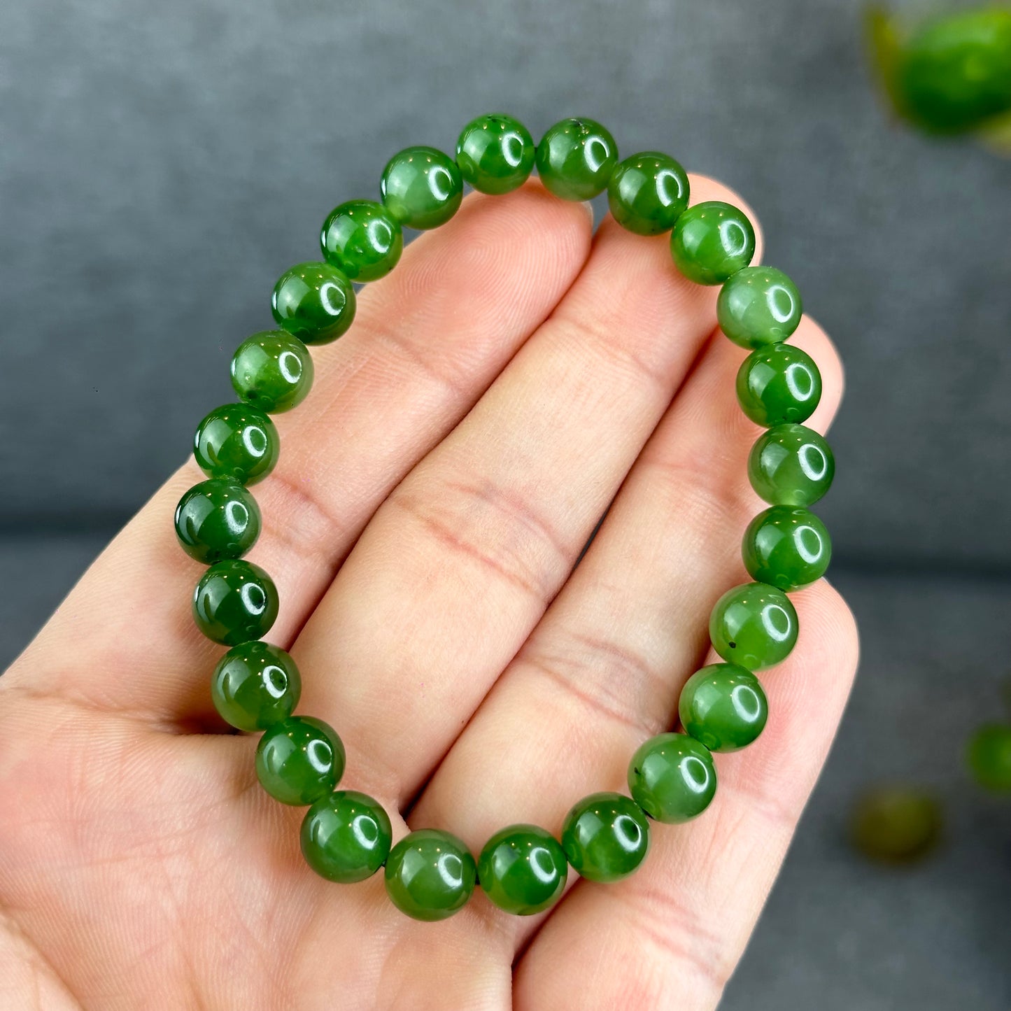 Natural Nephrite Jade Bracelet size 7.5 mm mm