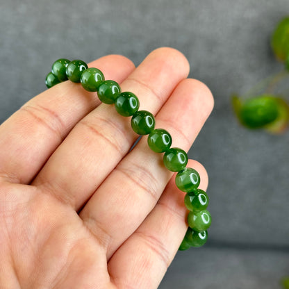 Natural Nephrite Jade Bracelet size 7.5 mm mm