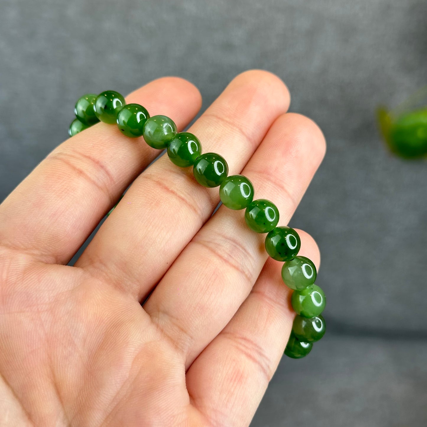 Natural Nephrite Jade Bracelet size 7.5 mm mm