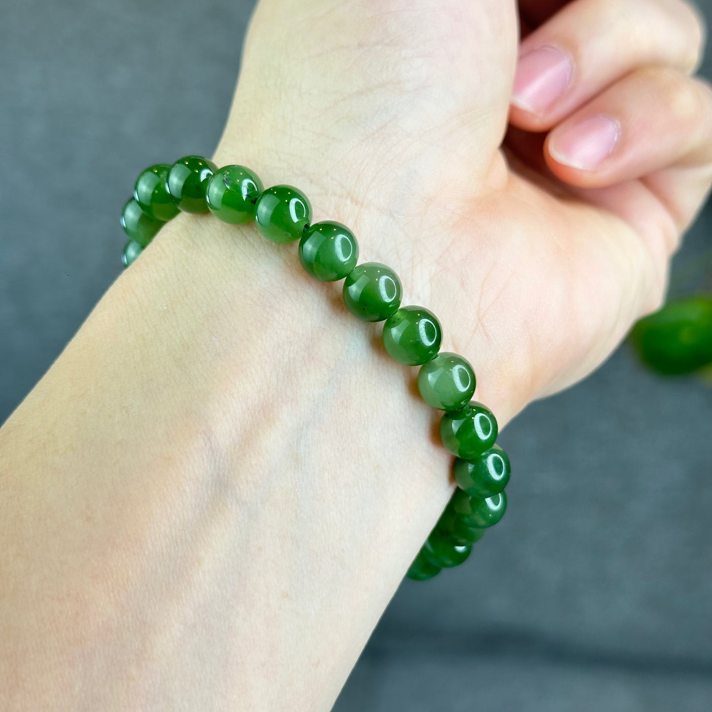 Natural Nephrite Jade Bracelet size 7.5 mm mm