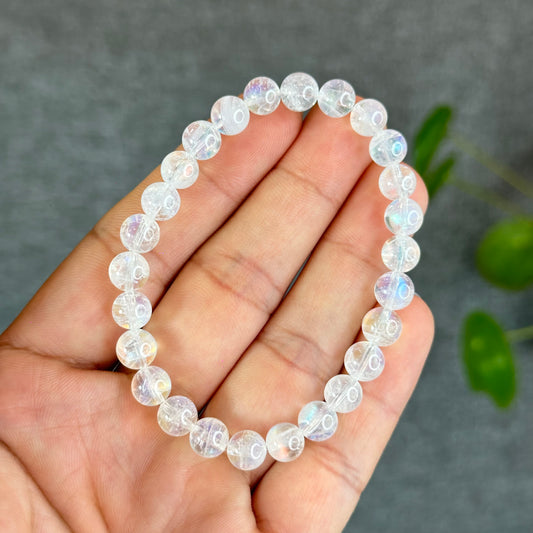 Natural Rainbow Moonstone Bracelet Size 7 mm