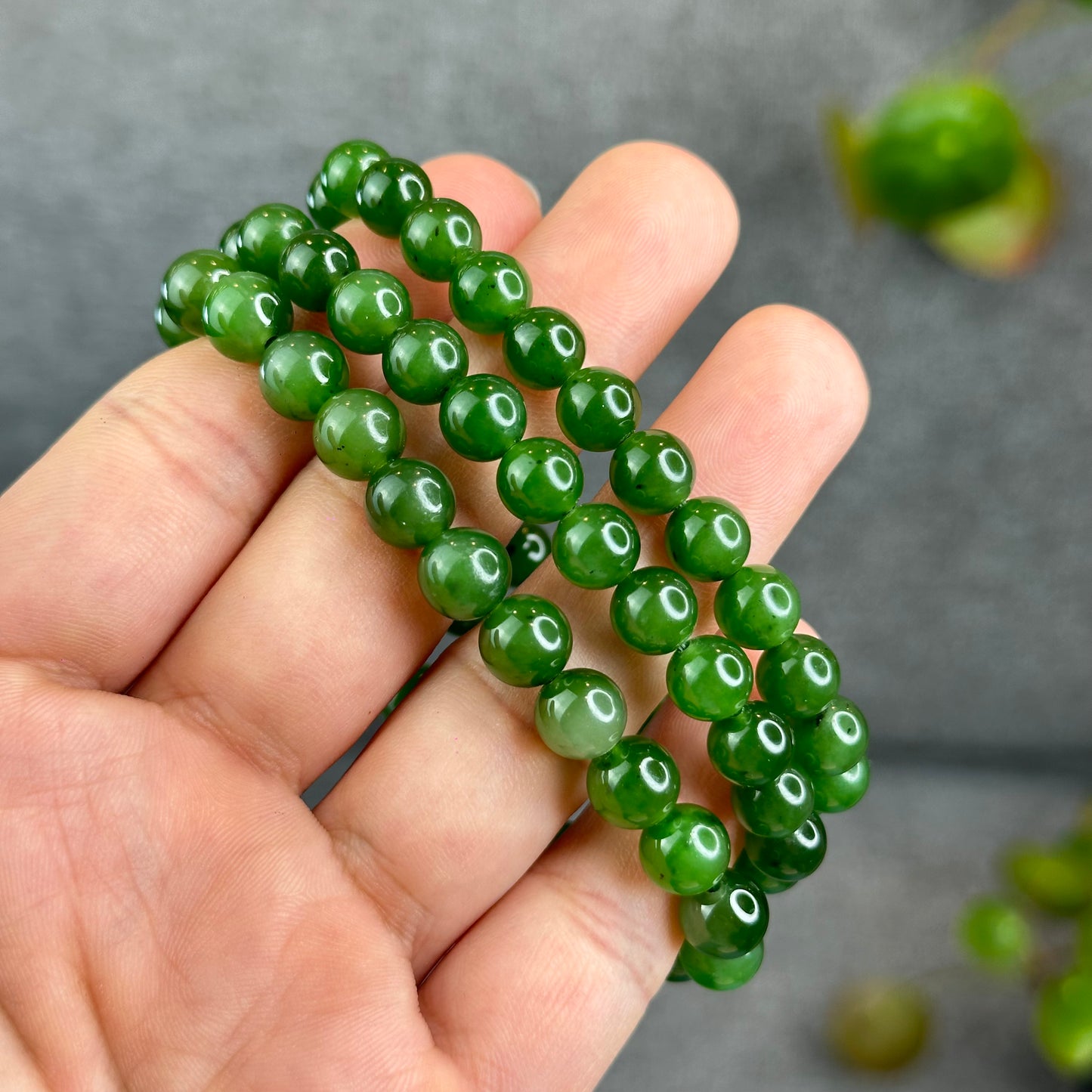 Natural Nephrite Jade Bracelet size 7.5 mm mm