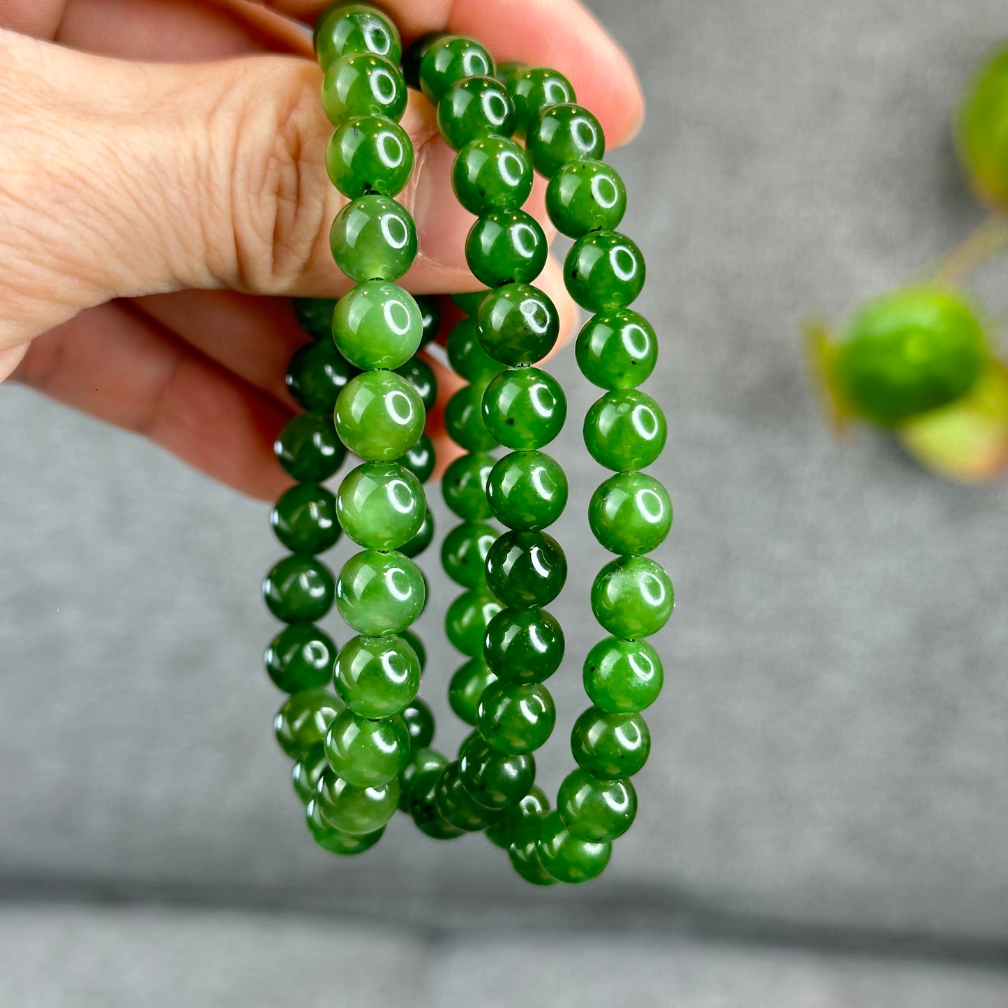 Natural Nephrite Jade Bracelet size 7.5 mm mm