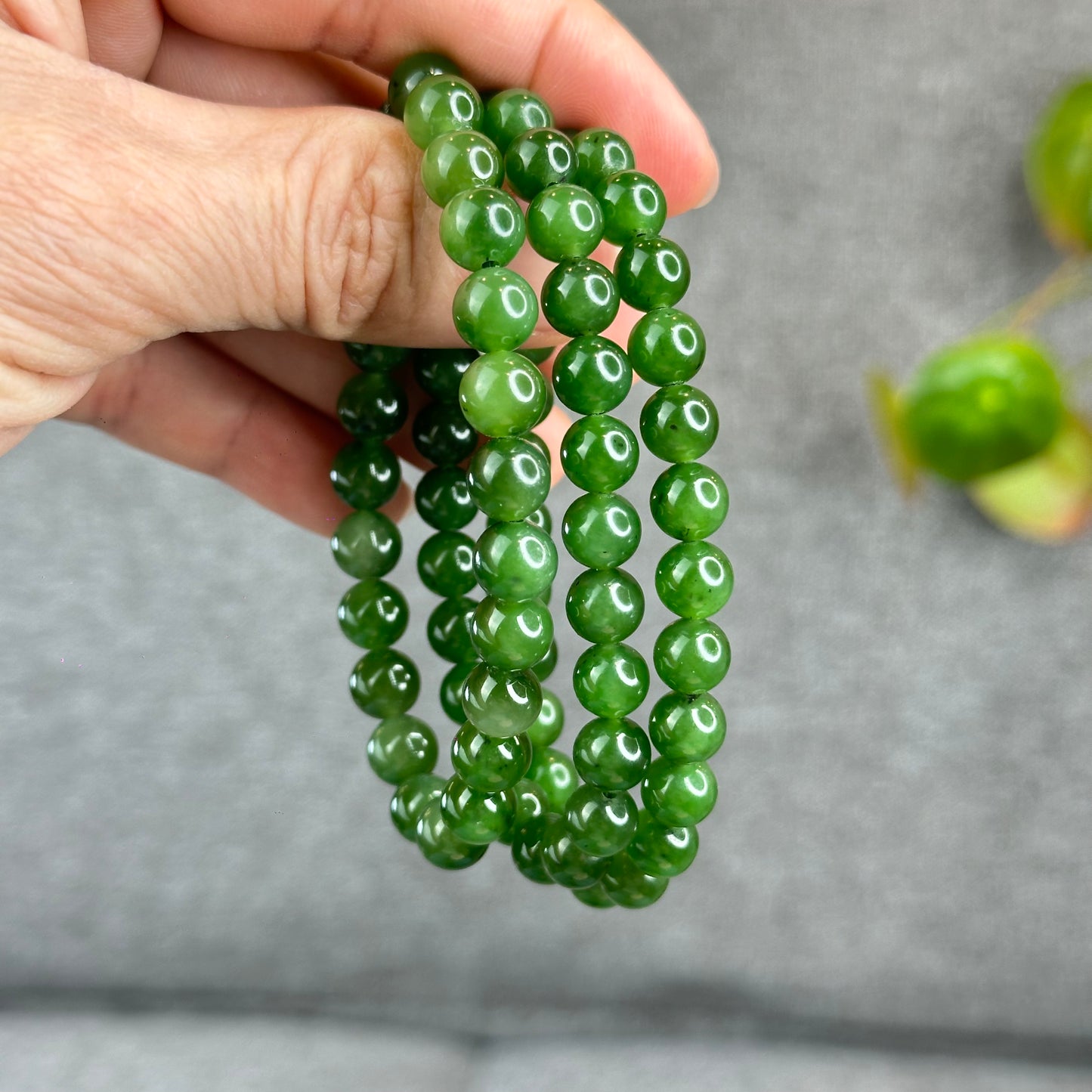 Natural Nephrite Jade Bracelet size 7.5 mm mm
