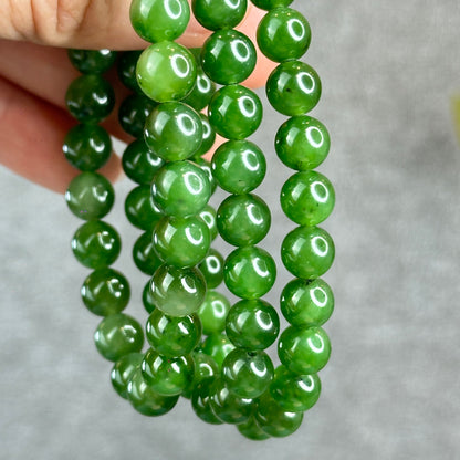 Natural Nephrite Jade Bracelet size 7.5 mm mm