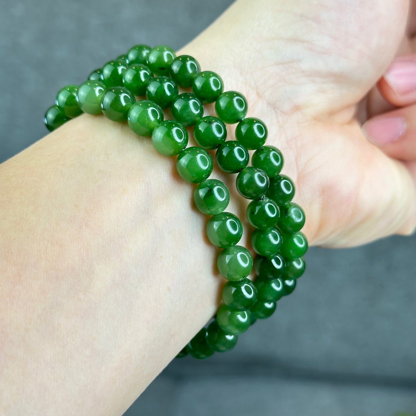 Natural Nephrite Jade Bracelet size 7.5 mm mm