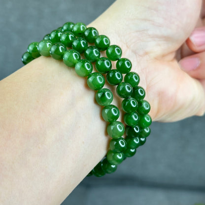 Natural Nephrite Jade Bracelet size 7.5 mm mm