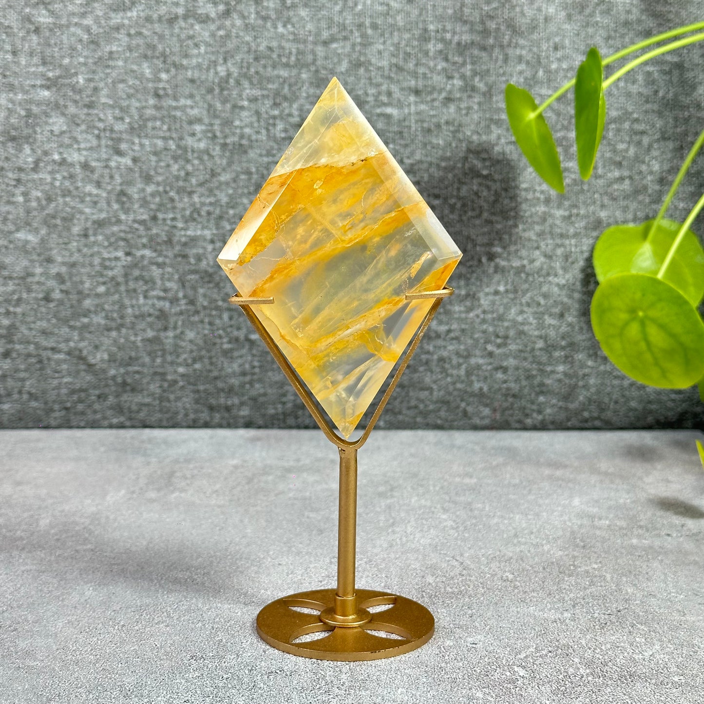 Light Golden Healer Specimen with Gold Stand