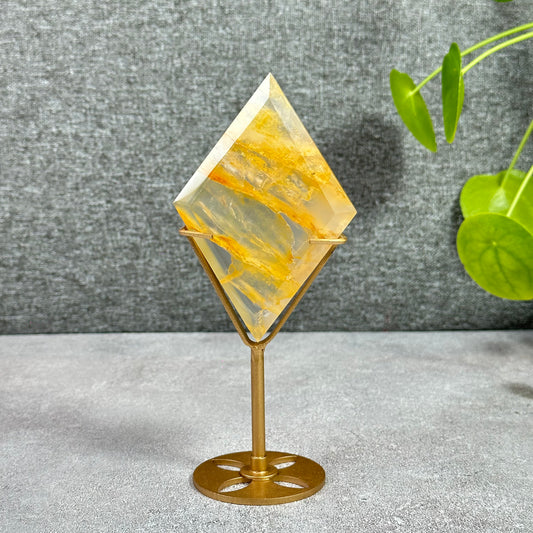 Light Golden Healer Specimen with Gold Stand