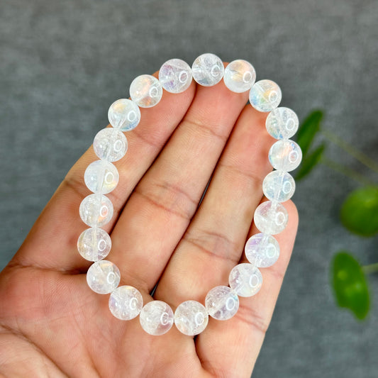 Natural Rainbow Moonstone Bracelet Size 9.5 mm