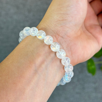 Natural Rainbow Moonstone Bracelet Size 9.5 mm