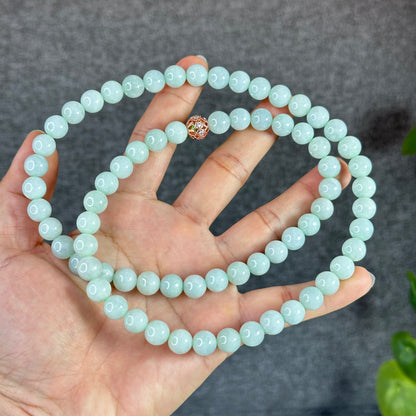 Natural Light Green Jadeite Jade Necklace Size 9.5 mm