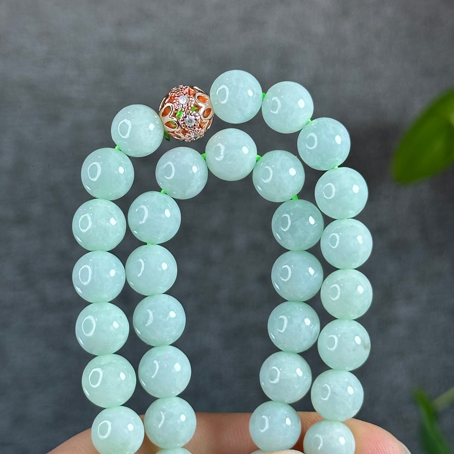 Natural Light Green Jadeite Jade Necklace Size 9.5 mm