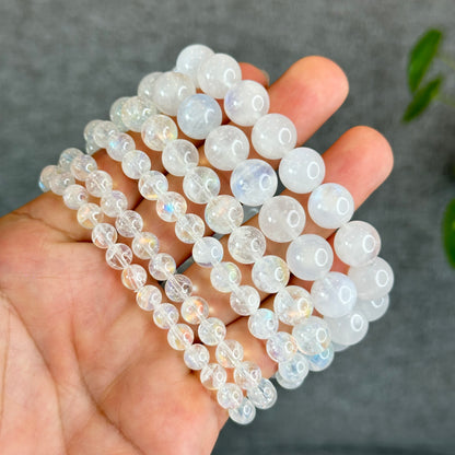 Natural Rainbow Moonstone Bracelet Size 6 mm
