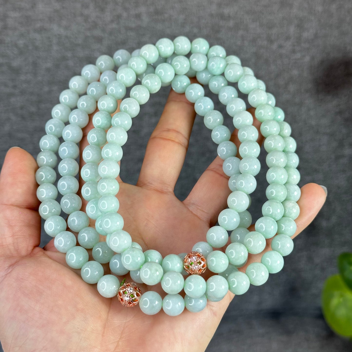 Natural Light Green Jadeite Jade Necklace Size 9.5 mm