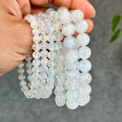 Natural Rainbow Moonstone Bracelet Size 6 mm