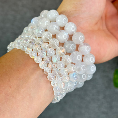 Natural Rainbow Moonstone Bracelet Size 7 mm