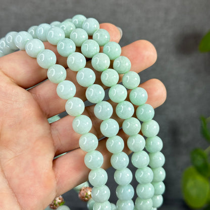 Natural Light Green Jadeite Jade Necklace Size 9.5 mm
