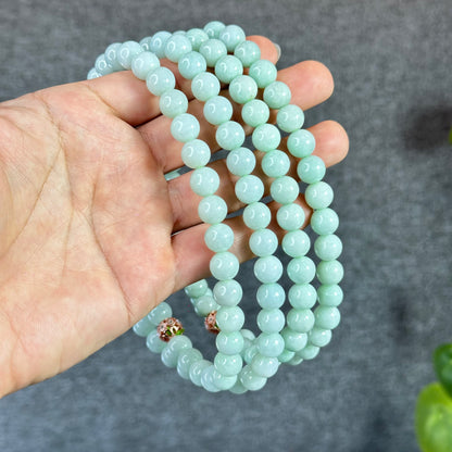 Natural Light Green Jadeite Jade Necklace Size 9.5 mm