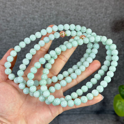 Natural Light Green Jadeite Jade Necklace Size 9.5 mm