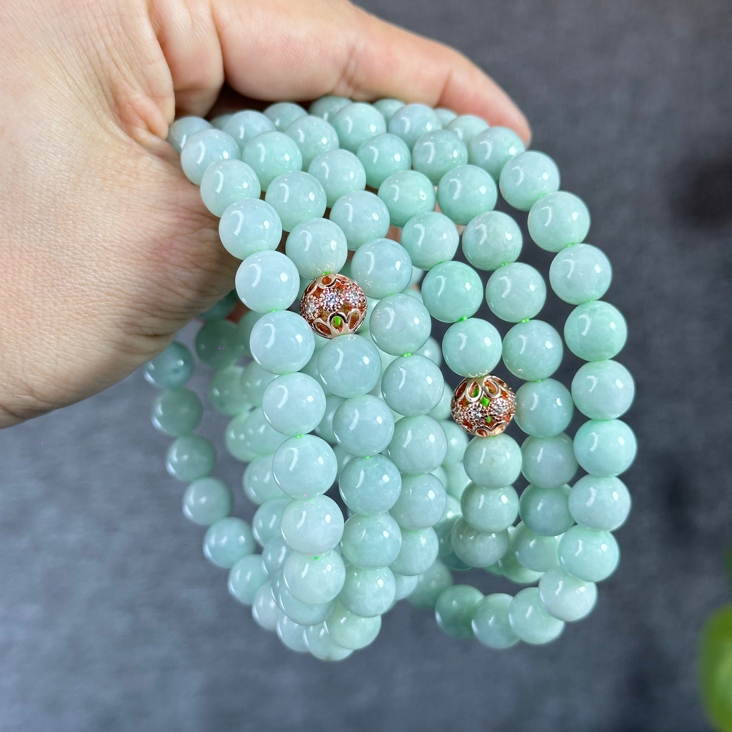 Natural Light Green Jadeite Jade Necklace Size 9.5 mm