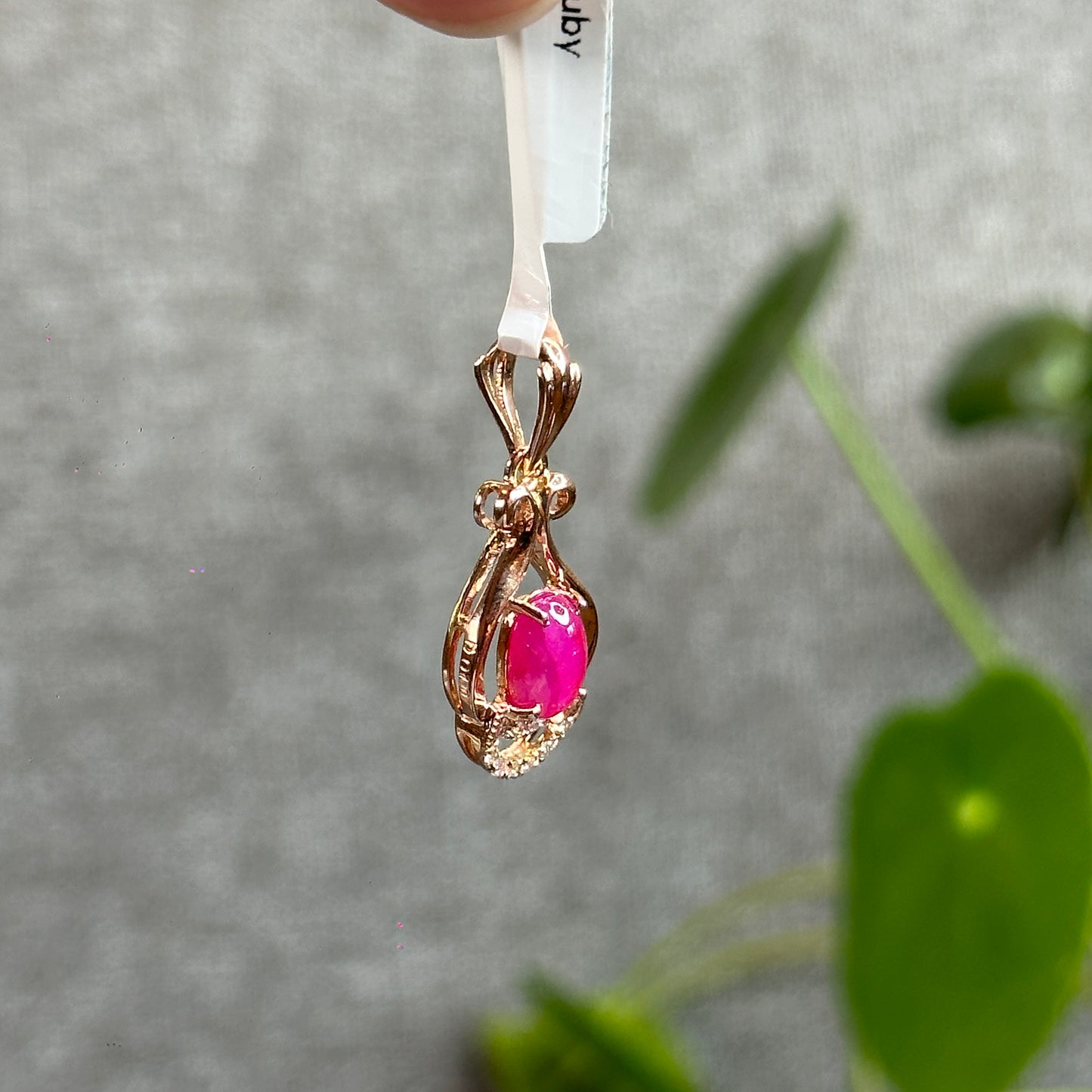 Natural Ruby Pendant 10K Gold