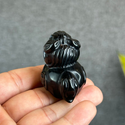 Natural Silver Obsidian Luck Horse Figurine