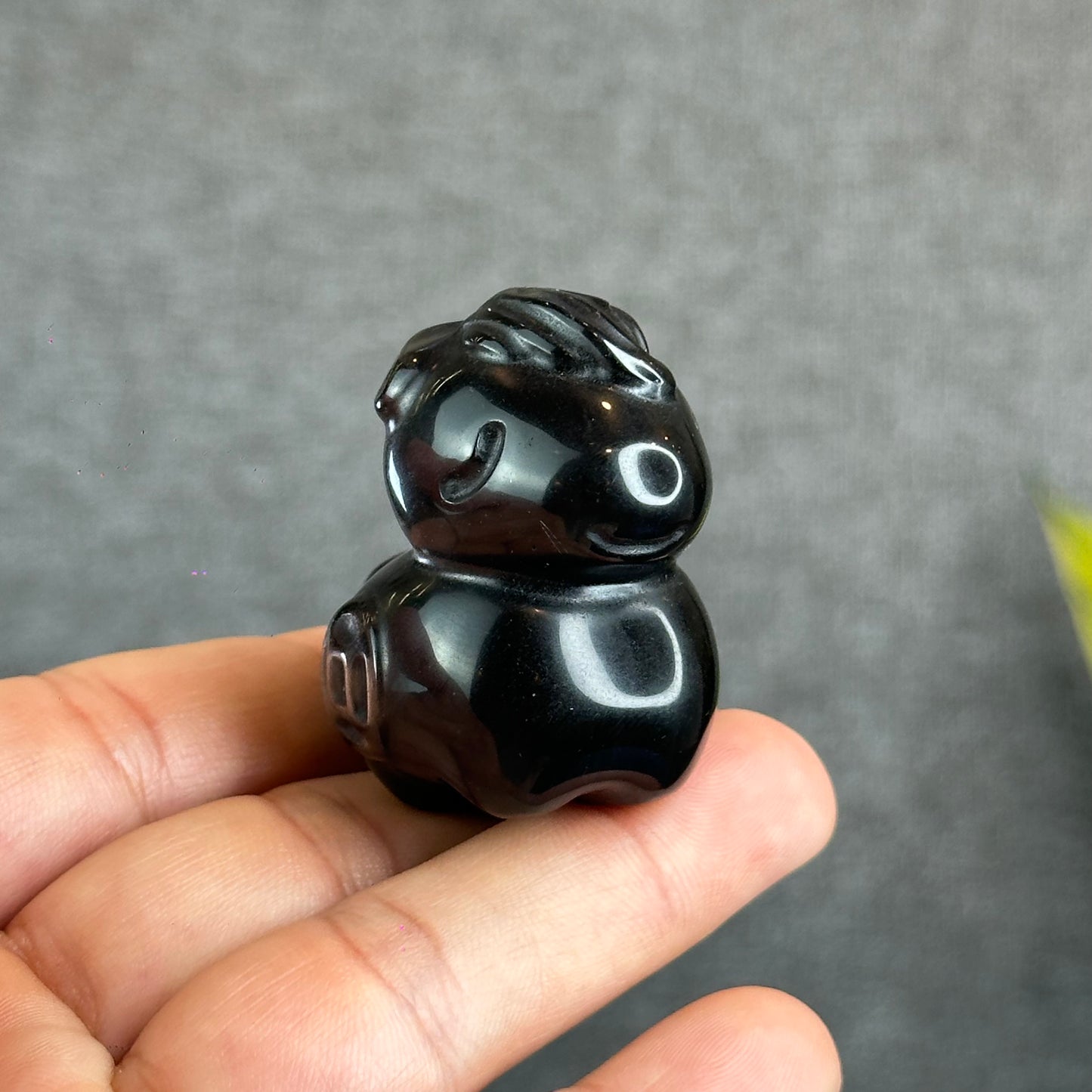 Natural Silver Obsidian Luck Horse Figurine