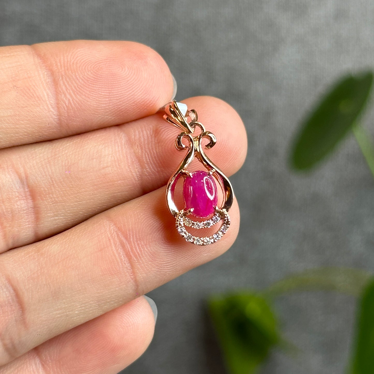 Natural Ruby Pendant 10K Gold