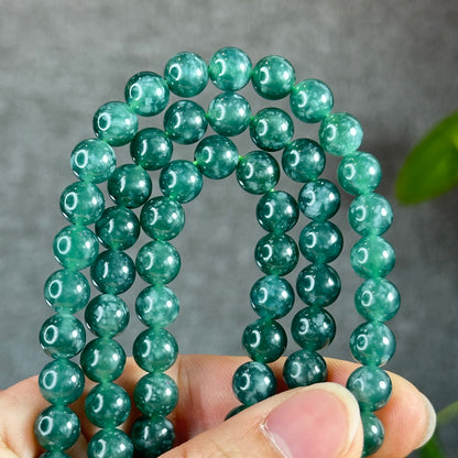 Water Green Semi-Translucent Natural Jadeite Jade Necklace Size 7.8 mm