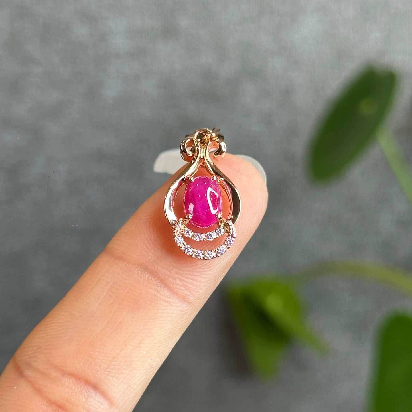 Natural Ruby Pendant 10K Gold