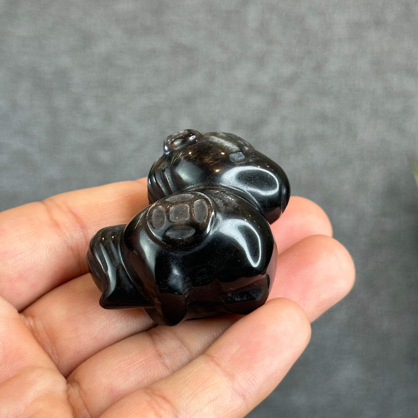 Natural Silver Obsidian Luck Horse Figurine