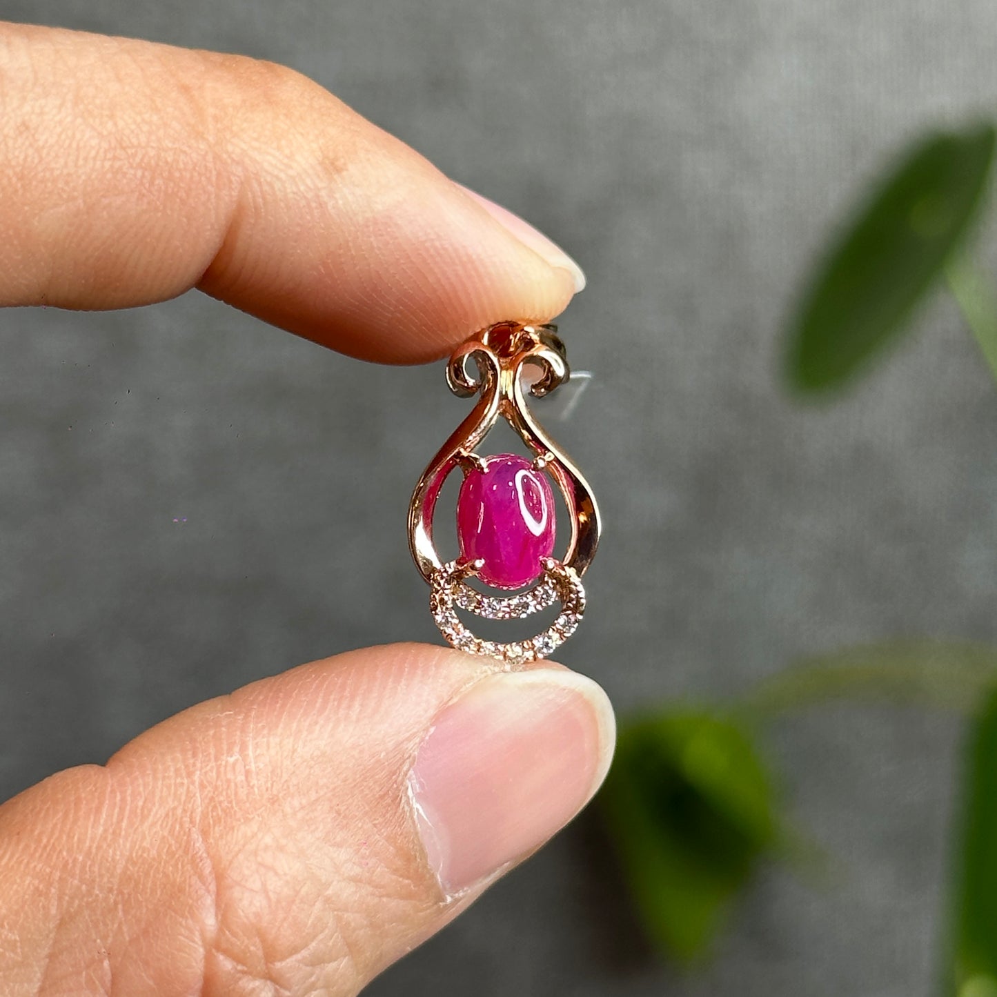 Natural Ruby Pendant 10K Gold