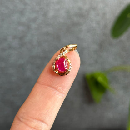 Natural Ruby Pendant 10K Gold