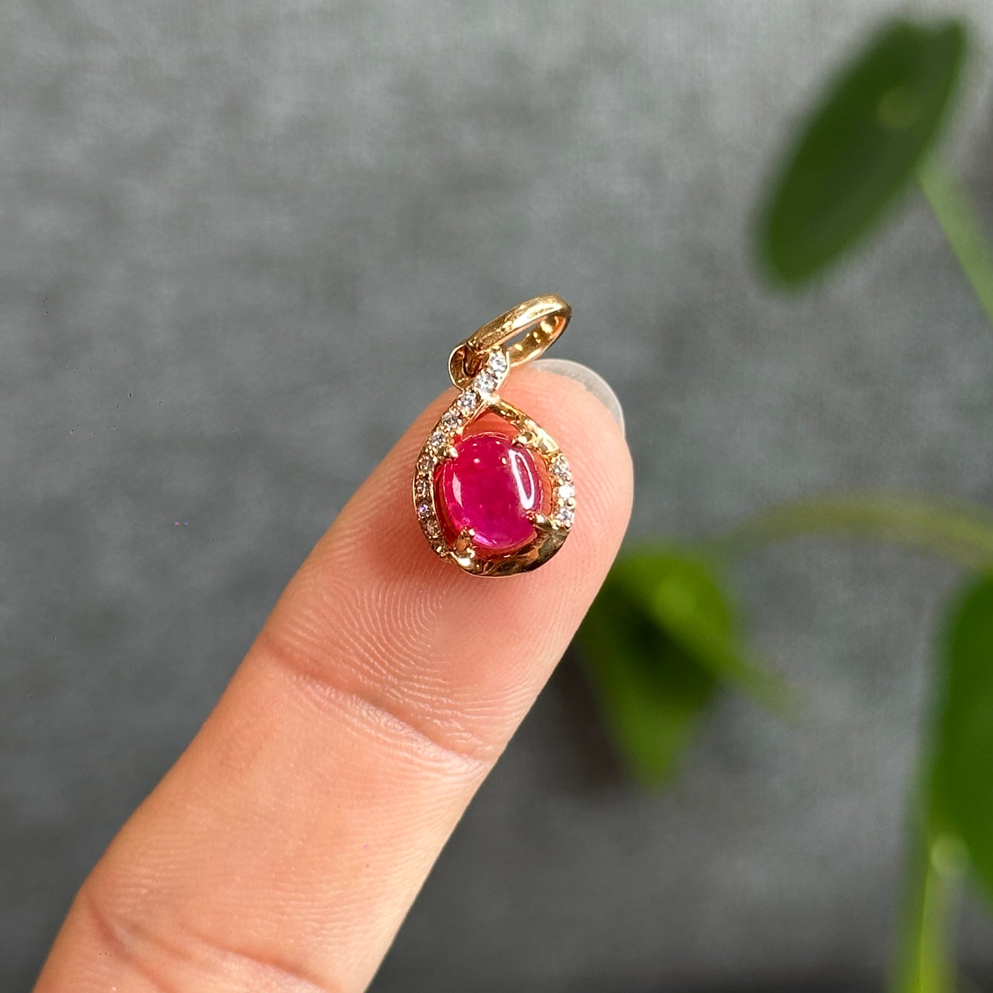 Natural Ruby Pendant 10K Gold