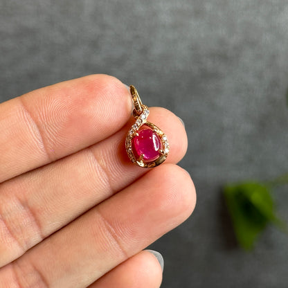 Natural Ruby Pendant 10K Gold