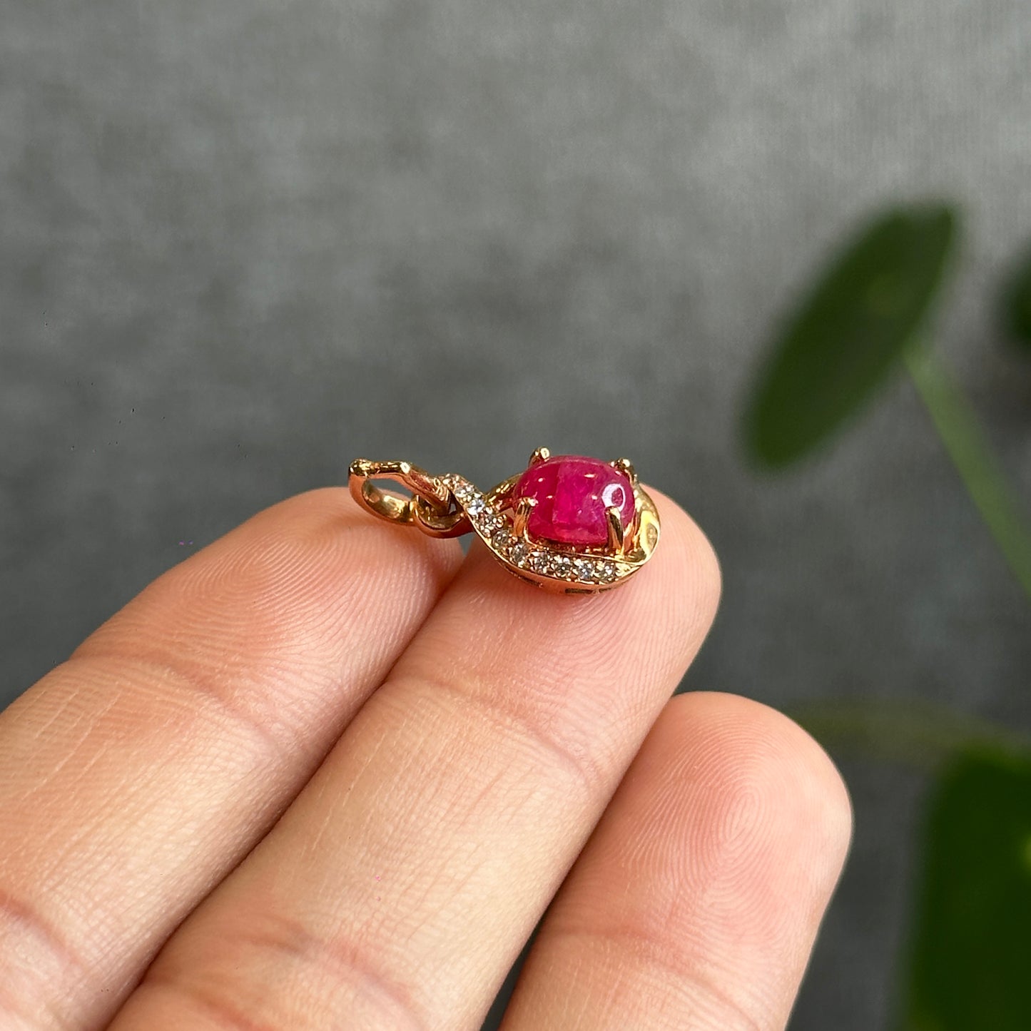Natural Ruby Pendant 10K Gold