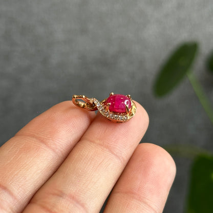 Natural Ruby Pendant 10K Gold