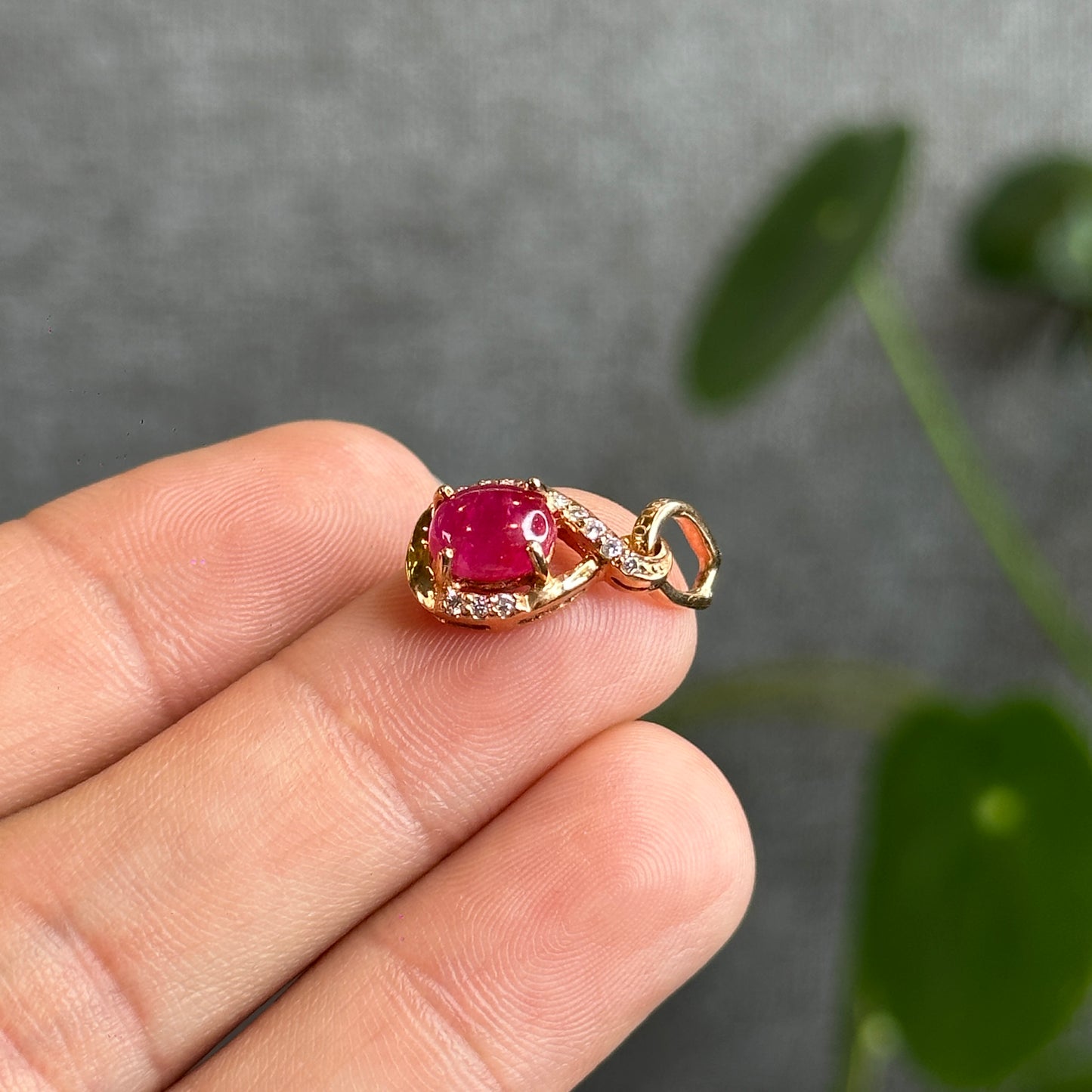 Natural Ruby Pendant 10K Gold