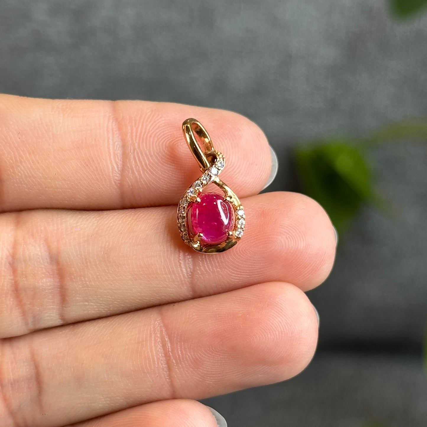 Natural Ruby Pendant 10K Gold