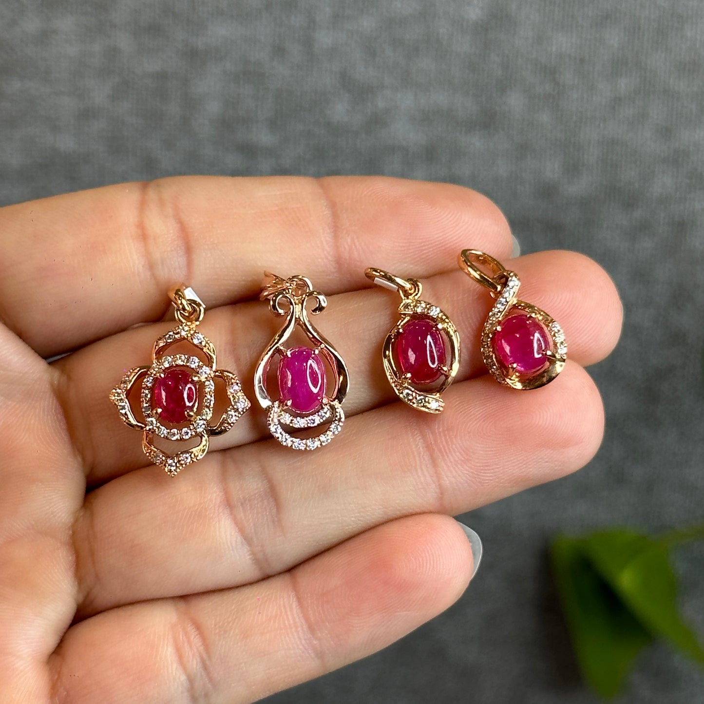 Natural Ruby Pendant 10K Gold