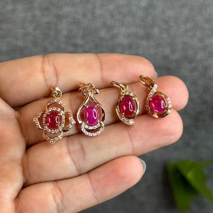 Natural Ruby Pendant 10K Gold