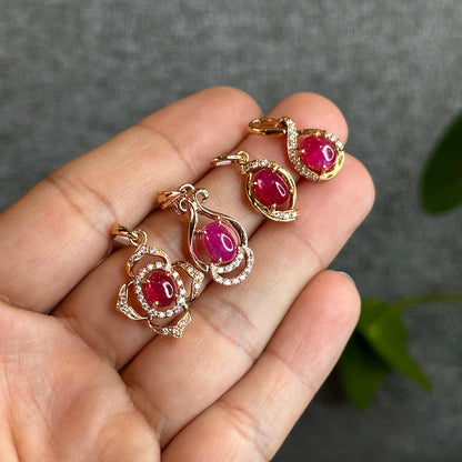 Natural Ruby Pendant 10K Gold